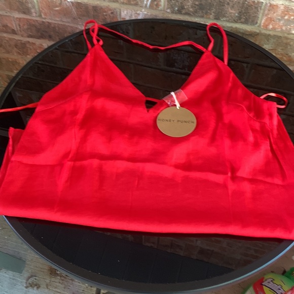 Honey Punch Bright Red Keyhole Strappy Tank Top Women's Medium NWT - Picture 2 of 10